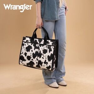 Wrangler Carry-All Large Tote Work Tote /Crossbody - Cow-Black